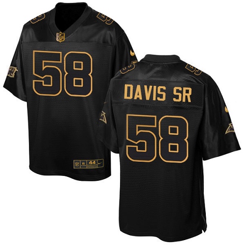 Men's Elite Thomas Davis Nike Jersey Black - #58 Pro Line Gold Collection NFL Carolina Panthers